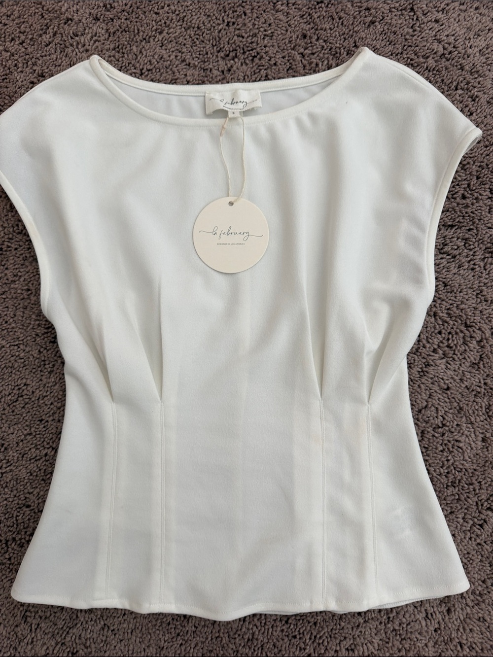 la fabrique White Cap-Sleeve Seam-Detailed Top